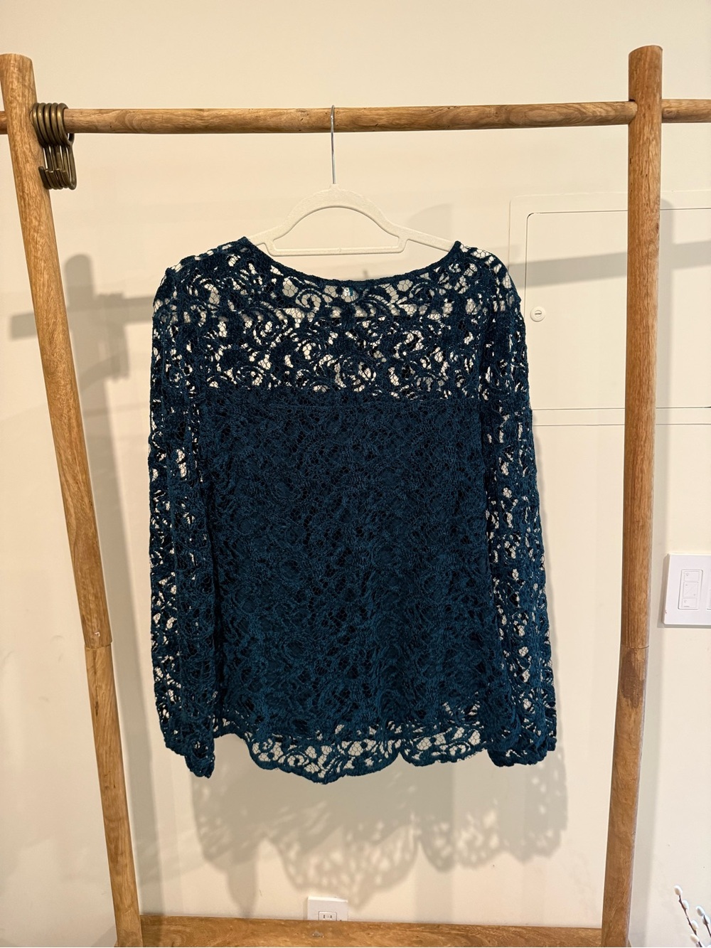 Sundance Teal Crochet Lace Pullover Top